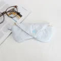 Soft quilted glasses pouch portable sunglasses storage case anti-scratch protective cover - Light Blue Bow Embossed