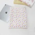 Quilted tablet sleeve with cute purple gingham strawberry pattern soft iPad storage bag - Light Purple Strawberry Heart Plaid Style