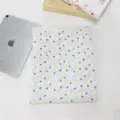 Quilted blue plaid iPad sleeve with cute strawberry and bear print, soft inner case. - Light Blue Strawberry Heart Plaid Style