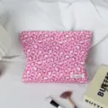 Trousse de maquillage rose imprimé léopard texture rétro pochette de rangement portable. - Trousse de maquillage / Léopard Rose Rouge