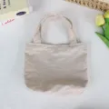 Solid color nylon small handbag mini tote bag lightweight waterproof casual daily bag - 21*6*27cm / Khaki
