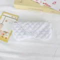 Cute quilted glasses case blue white plaid soft pouch envelope style protective glasses bag. - White and Blue Plaid
