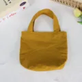 Solid color nylon mini handbag lightweight casual tote bag waterproof lunch bag for women - 21*6*27cm / Turmeric