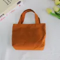 Solid color nylon small handbag mini tote bag lightweight waterproof bento lunch bag daily use. - 21*6*27cm / Orange