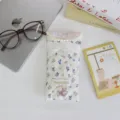 Gesteppte Brillentasche mit Blumenmuster weiche tragbare Schutzhülle süße Cartoon Brillenetui - 9*18cm / Lila Blumen Bär