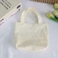 Solid color nylon small handbag minimalist lightweight waterproof mini tote bag for daily casual use. - 21*6*27cm / Beige