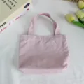 Pink nylon mini tote bag, lightweight waterproof handbag for daily use and cute lunch storage. - 21*6*27cm / Pink