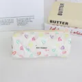 Astuccio trapuntato con cuori colorati e cerniera, borsa portaoggetti portatile per studenti. - 19x6x7cm / Cuori Colorati