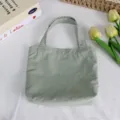 Solid color nylon mini handbag lightweight waterproof small tote bag casual daily lunch bag - 21*6*27cm / Bean Green