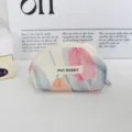 Cute tulip print shell cosmetic bag canvas zipper coin purse portable daily makeup storage pouch - Red Tulip