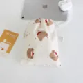 Bonita bolsa de almacenamiento con cordón de lona con estampado de oso navideño estilo. - 23x18.5cm / Almacenamiento Oso Mediano