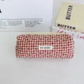Astuccio trapuntato gingham rosso e bianco borsa portaoggetti carina pochette trucco portatile - 19x6x7cm / Gingham Rosso e Giallo