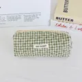 Trousse à crayons matelassée à carreaux verts mignonne grande capacité sac de papeterie. - 19x6x7cm / Plaid Vert