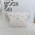 Pink corduroy makeup pouch with cute bow pattern, portable zipper storage bag for daily use. - Light Pink Grey Bow Lipstick Bag