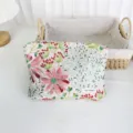 Retro floral jacquard cosmetic bag portable canvas makeup pouch large capacity storage bag. - Makeup Bag / Fluorescent Cosmos Beige