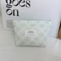 Corduroy floral cosmetic bag portable zipper makeup pouch daily storage travel toiletry bag - Light Green White Floral Lipstick Bag