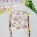 Floral print mini crossbody canvas bag with adjustable braided strap and cute lace trim. - Pink Floral