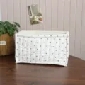 Korean ins quilted fabric storage basket detail, cute brown heart pattern desktop organizer bin. - Basket: Quilted Heart Cream White