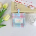 Leuke geruite mini-etui in collegestijl met ring voor oortjes en kleine munten handig. - Blauw Geruit