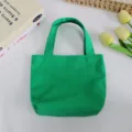 Solid color green small handbag minimalist canvas tote bag lightweight daily mini handbag - 21*6*27cm / Green