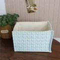 Korean style quilted fabric storage basket, desktop organizer for snacks and cosmetics. - Basket: Gingham Heart Pattern