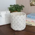 Quilted fabric storage basket with cute heart pattern, ideal for desktop organization. - Bucket: Quilted Heart Cream White