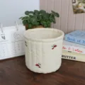 Korean style quilted fabric storage basket desktop cute mushroom embroidery organizer - Bucket: Quilted Mushroom Embroidery