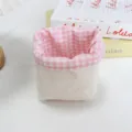 Panier de rangement en tissu style ins, organisateur de bureau doublé de carreaux rose. - Nœud Crème Gauffré