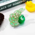 Grüne Pfau Acetat Haarklammer, süße Strass Tier Haarspange für Damen und Mädchen. - Grün