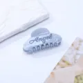 Retro blaue Marmor Haarklammer mit Strass Angel Schriftzug für elegante Frauenfrisuren - Himmelblau