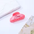 Rosa marmorierte Acetat Haarklammer mit Strass Love Buchstaben, elegantes Accessoire. - Hellrot