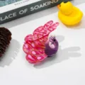 Süße Pfau Acetat Haarklammer Rosa Strass Haarklammer Hai Clip für Damen und Mädchen - Fuchsia