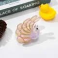 Pfau Acetat Haarspange Klaue mit Strasssteinen, einzigartiges süßes Tier Haarschmuck Design. - Lila