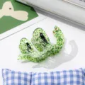 Green snake hair claw clip, acetate polka dot shark clip for women fashion hair accessories - Green