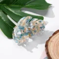 Elegante pinza de pelo de acetato con forma de hoja, diseño marmolado azul y blanco, accesorio ideal. - Multicolor
