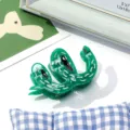 Green snake hair claw acetate shark clip unique animal hair accessory for daily wear - Dark Green