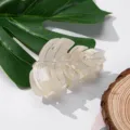 Acetat Blatt Haarklammer, Perlweiss Haargreifer mit silbernen Adern, schickes Haarzubehoer. - Aprikose