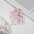 Rosa marmorierter Acetat-Haarkamm, minimalistischer schicker Haarstyling-Kamm für Damen. - Floral Rosa