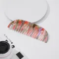 Colorful acetate wide tooth hair comb, retro marbled design, anti-static daily styling tool. - Marbled Red