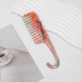 Wide tooth hair styling comb with hook, portable marble pattern hairdressing tool for women. - Marbled Red