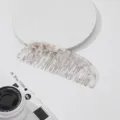 Korean vintage marble pattern hair comb, wide-tooth anti-static hair styling accessory. - Silver Gray