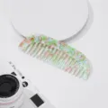 Green Pink Marbled Wide Tooth Hair Comb Anti-Static Acetate Hair Styling Tool New - Heather Green