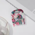 Buntes Azetat-Haarkamm mit hohlem Griff, minimalistisches Schildpatt-Schönheits-Styling-Tool. - Blumengrün
