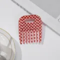Rot weiß karierter Acetat Haarkamm mit breiten Zähnen Styling Haaraccessoire Variante - Rot Kariert