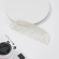 Minimalist white acetate wide-tooth hair comb, pearl marble pattern anti-static styling comb. - Ivory