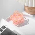 Koreanischer Acetat Blumen Haarklammer Krabbenclip in Rosa mit goldenen Linien und Perle. - Rosa