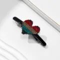 Strass Acetat Haarspange, elegante schwarze Haarklammer mit bunter Kristall Herz Fruehlingsklammer Damen. - Herz Federklammer