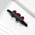 Schwarze Acetat Haarspange mit bunten Strasssteinen, elegante Federklemme für Damen Alltag. - Pfeil durchs Herz Federklammer