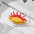 Red and yellow acetate hair claw clip, stylish crown design shark clip for women and girls use. - Contrast Abstract Style / QY0109-Red