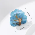 Blue acrylic hair claw clip with tree pattern and rhinestones, stylish shark hair clip 4.3x5.3cm - Tree Rhinestone Style / QY0107-Blue